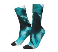 peiyeety Calcetines deportivos casuales con diseño de lobo atrapasueños en blanco y negro para mujeres y hombres.