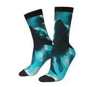 peiyeety Calcetines deportivos casuales con diseño de lobo atrapasueños en blanco y negro para mujeres y hombres.