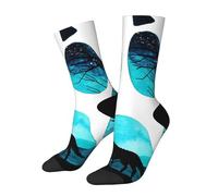 peiyeety Calcetines deportivos casuales con diseño de lobo nocturno y galaxia Paw para mujer y hombre