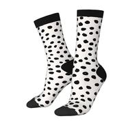 peiyeety Calcetines deportivos casuales con estampado animal de lunares en blanco y negro de dálmata para mujer y hombre