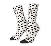 peiyeety Calcetines deportivos casuales con estampado animal de lunares en blanco y negro de dálmata para mujer y hombre