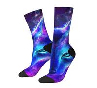 peiyeety Calcetines deportivos casuales y atléticos con diseño de lobo en la galaxia para mujeres y hombres