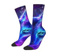 peiyeety Calcetines deportivos casuales y atléticos con diseño de lobo en la galaxia para mujeres y hombres