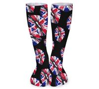 peiyeety Calcetines largos hasta la rodilla con estampado de labios de Gran Bretaña e Inglaterra para hombres y mujeres.
