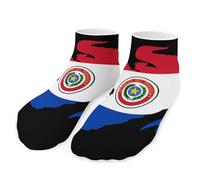 peiyeety Calcetines tobilleros unisex con diseño de cocodrilo y bandera de Paraguay, transpirables, de corte bajo y cómodos.