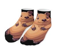 peiyeety Calcetines tobilleros unisex con diseño de Wombat chibi y alas de murciélago, transpirables, de corte bajo y cómodos.