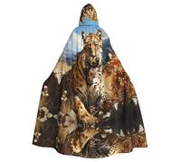 peiyeety Capa con capucha de leopardo en busca de presa para adulto: disfraz medieval para Halloween, magos, fiestas temáticas y mucho más.
