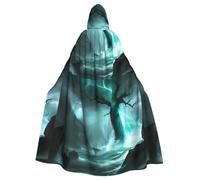 peiyeety Capa con capucha para adultos de Halloween con patrón de árbol antiguo en la tormenta para usar durante Halloween, juegos de rol