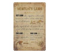 peiyeety Cartel de metal rústico de 8 x 12 pulgadas con las leyes de Newton, póster educativo vintage para estudiantes de ciencias en el aula.