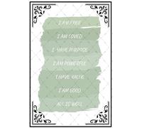 peiyeety Cartel vintage de metal y aluminio con afirmaciones positivas en verde salvia: «Soy libre, soy poderoso, soy bueno», de 30 x 40 cm.