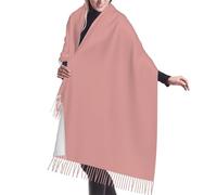 peiyeety Chal de cachemira con borlas de imitación, estilo retro de la era atómica de los años 50, rosa y negro, cálido y suave, poncho, bufanda, accesorio de ropa para otoño e invierno.