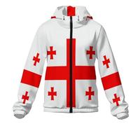 peiyeety Chaqueta cortavientos para hombre con capucha, ideal para correr, con bolsillos y estampado único de la bandera de Georgia.