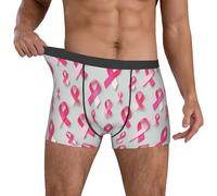 peiyeety Cintas de concientización sobre el cáncer de Mama 3 para Ropa Interior Masculina, Calzoncillos bóxer Transpirables, Paquete de 1, Calzoncillos bóxer con Cintura elástica