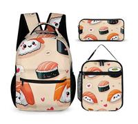 peiyeety Conjunto de mochila de viaje con lonchera y bolsa de almacenamiento, mochila de sushi, lonchera, cosméticos