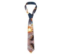 peiyeety Corbata para hombre con estampado de impacto de asteroide: elegante y duradera corbata de fibra de poliéster para negocios, trabajo y ocasiones especiales, negra, talla única