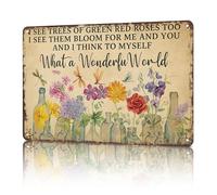 peiyeety Divertido cartel metálico de 8x12 pulgadas - Libélula ¡Qué mundo tan maravilloso! - para decoración de jardín Regalos únicos para mujeres