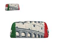 peiyeety Estuche de Cuero con Bandera Italiana Romana (2) con Cremallera, portátil, estético, Impermeable, Bonito Estuche para Oficina