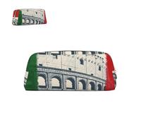 peiyeety Estuche de Cuero con Bandera Italiana Romana (2) con Cremallera, portátil, estético, Impermeable, Bonito Estuche para Oficina