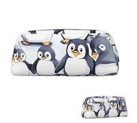 peiyeety Estuche de Cuero para lápices de Gran Capacidad, Organizador de bolígrafos estético con Cremallera, portátil, con Muchos y Lindos pingüinos bebés, para Mujeres y Hombres.