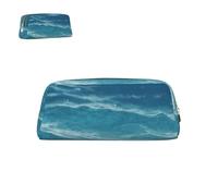 peiyeety Estuche de Cuero The Deep Ocean con Cremallera, portátil, estético, Impermeable, Bonito Estuche para lápices para Oficina