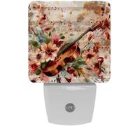 peiyeety Instrumentos musicales de melodía de flores, luz nocturna LED enchufable, sensor automático, de anochecer a amanecer, decorativa para dormitorio, baño, cocina, pasillo, escaleras, pasillo.