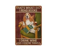 peiyeety Interesante cartel metálico Leo libros, bebo vino y sé cosas Póster para pared Decoración de habitación Hogar Café Bar 8x12 pulgadas