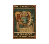 peiyeety Interesante letrero de metal con la frase Conejo, eso es lo que leo, ideal para decorar libros, habitaciones, hogares, cafeterías o cualquier espacio. Tamaño: 8x12 pulgadas.