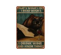 peiyeety Interesante letrero de metal: Eso es lo que hago: leo libros, bebo vino. Póster decorativo para pared, ideal para habitaciones, hogares, cafeterías o bares. 8x12 pulgadas.