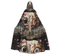 peiyeety La capa con capucha estampada para adultos Visual Feast es un poncho con capucha de Halloween súper grande, cómodo y duradero.