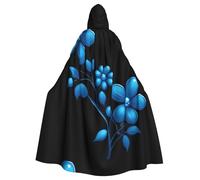 peiyeety La capa con capucha para adultos con estampado de flores de perla azul es un poncho con capucha de Halloween súper grande, cómodo y duradero.