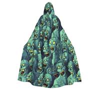 peiyeety La capa con capucha para adultos de Halloween con estampado de muchos zombis es una capa súper grande, cómoda y duradera.