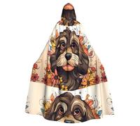 peiyeety La linda capa con capucha para adultos con estampado de perro garabato es un poncho con capucha de Halloween súper grande, cómodo y duradero.