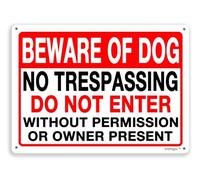 peiyeety Letrero de Cuidado con el perro, Letrero de Cuidado con el perro para jardín, Letrero de Perros en la propiedad Prohibido el paso, No entrar Letrero de metal y aluminio de 8" x 12"