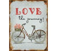 peiyeety Letrero de hojalata de bicicleta Love The Journey, póster vintage, placa de pared, decoración del hogar, pintura de pared, 5,5 x 8 pulgadas