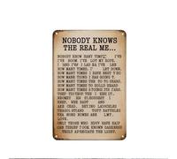 peiyeety Letrero de metal con la frase Nadie conoce mi verdadero yo, cita inspiradora, estilo vintage, decoración estética para habitaciones, 8x12 pulgadas.