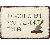 peiyeety Letrero de metal divertido Me encanta cuando me hablas sucio, decoración de pared para el hogar, cocina, garaje, baño, granja, jardín, bar, cafetería, pósteres de metal de 30 x 20 cm