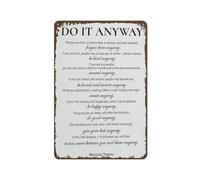 peiyeety Letrero de metal inspirador para pared, diseño de la Madre Teresa, Hazlo de todos modos, positivo, para oficina, dormitorio, hogar, 30 x 20 cm
