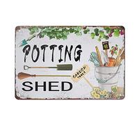 peiyeety Letrero metálico de 8x12 pulgadas con diseño retro vintage de cobertizo para herramientas de jardinería, ideal para decoración de paredes en el hogar, bares, cafeterías y restaurantes.