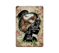 peiyeety Letrero metálico de hojalata con frase Los libros son el espejo que refleja su verdadero yo, 20 x 30 cm. Placa de pared de biblioteca para sala de estar, dormitorio, hogar, bar, cafetería.