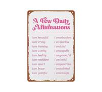 peiyeety Letrero metálico de hojalata con la frase I Am (Yo soy) y afirmaciones, ideal para decorar habitaciones, oficinas, cafeterías o bares.