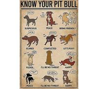 peiyeety Letrero metálico vintage Conoce a tu perro Pit Bull - Póster decorativo para pared - Regalo para baño, restaurante, granja, dormitorio, cafetería, escuela - 8" x 12"