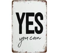 peiyeety Letrero motivacional de aluminio - Frase inspiradora Sí, tú puedes | Decoración para el hogar, la oficina o la residencia estudiantil | Regalo de ánimo 6x8 pulgadas
