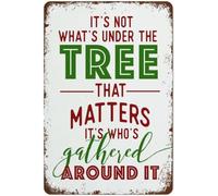 peiyeety Letrero navideño de aluminio: Lo que importa es lo que hay debajo del árbol | Decoración para el hogar, sala de estar y oficina | 30 x 40 cm
