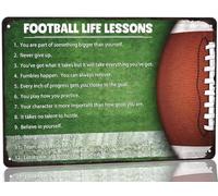 peiyeety Letreros de hojalata vintage con frases inspiradoras sobre fútbol, lecciones de vida, decoración para habitación de niños, garaje, oficina, 30 x 20 cm
