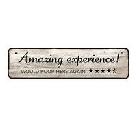 peiyeety Letreros divertidos para el baño, decoración vintage para el baño, placa con letreros para la pared: Volvería a hacer mis necesidades aquí, una experiencia increíble 40,6 cm x 10,1 cm