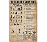 peiyeety Letreros metálicos retro con información sobre chihuahuas, infografías, pósteres, perreras, tiendas de mascotas, clubes, decoración de paredes del hogar, placas de 8" x 12".
