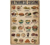 peiyeety Letreros metálicos vintage de menú de cocina vietnamita, infografías de cocina vietnamita, conocimientos del chef, decoración de pared para el hogar, la cocina y el restaurante, 8" x 12".