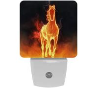 peiyeety Luz nocturna LED con enchufe de caballo en llamas, sensor automático, luz decorativa de anochecer a amanecer para dormitorio, baño, cocina, pasillo, escaleras, pasillo.