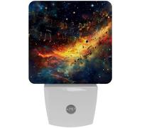 peiyeety Luz nocturna LED con enchufe Galaxy con melodía musical dorada, sensor automático, luz nocturna decorativa de anochecer a amanecer para dormitorio, baño, cocina, pasillo, escaleras, pasillo.