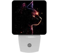 peiyeety Luz nocturna LED con enchufe para pintar un gato galáctico, sensor automático, luz decorativa de anochecer a amanecer para dormitorio, baño, cocina, pasillo, escaleras, pasillo.